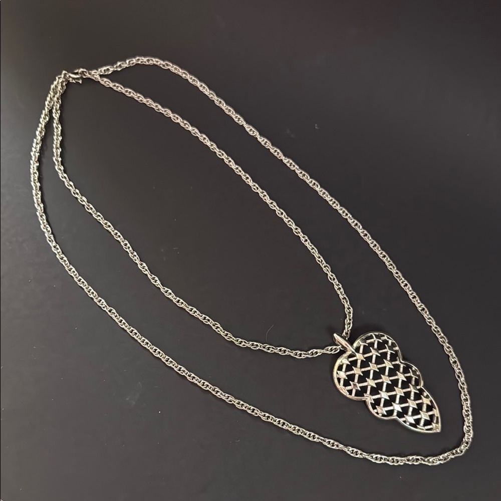 Trifari Vintage Double Strand Pendant Necklace